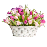 Корзина Микс розовых тюльпанов